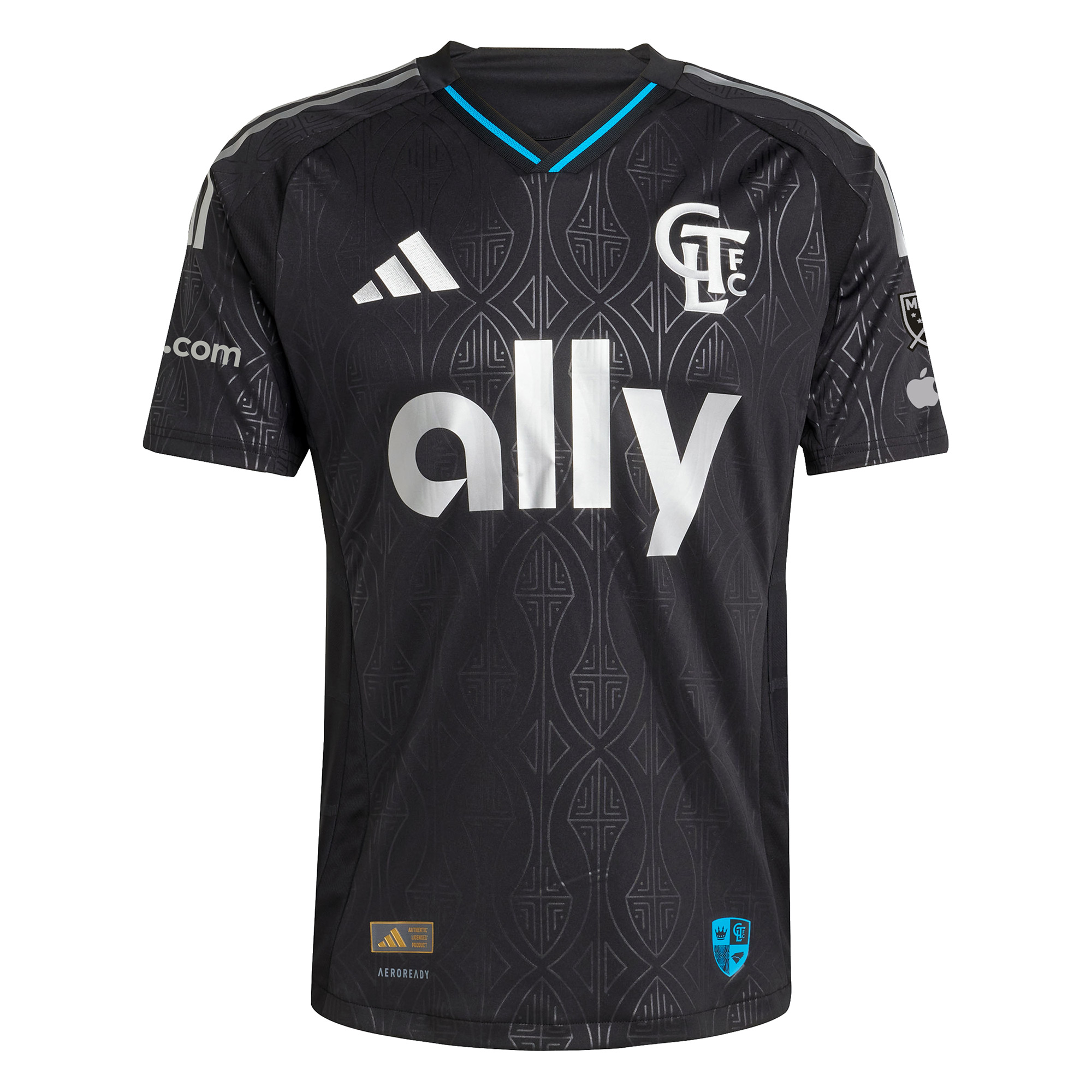 Men's Charlotte FC adidas Black 2025 Fortress Kit Authentic Custom Jersey